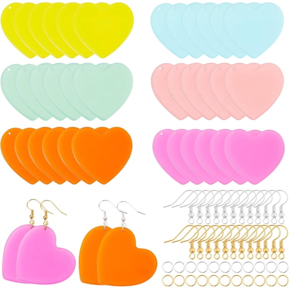 18 Pairs Heart Earring Making Kits Contains 36 Pcs Resin Heart Pendants 72 Pcs Earring Hooks and 72 Pcs Jump Rings for Earring Making Jewelry Colorful