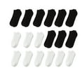 thumbnail image 1 of 18 Pairs Men Low Cut Socks 9-11 or 6-8 Black or White or Mixed (6-8, Black and, 1 of 2