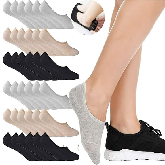 18 Pairs No Show Socks For Women, Women's Cotton Invisible Socks Non Slip Socks(US Womens Shoe 5-8)