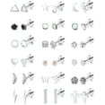 thumbnail image 1 of 18 Pairs Stainless Steel Stud Earrings, Hypoallergenic Flatback Earrings Piercing Jewelry for Women Men, 1 of 7
