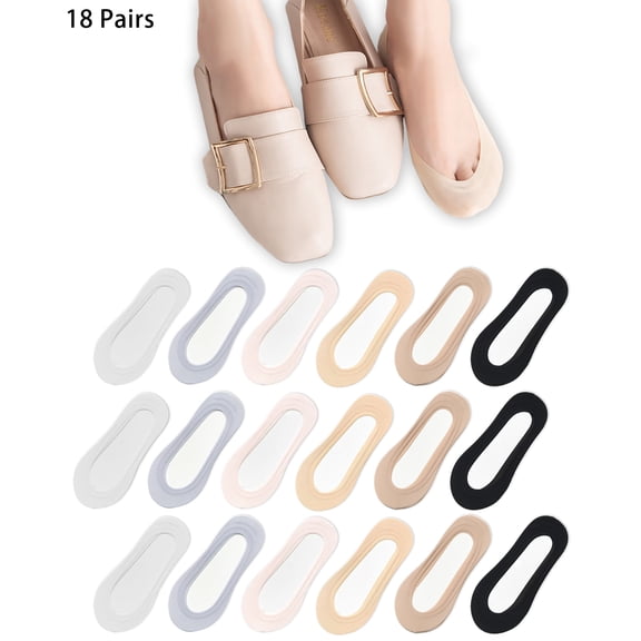 18 Pairs Womens No Show Socks, Thin Low Cut Non Slip Invisible Liner Socks