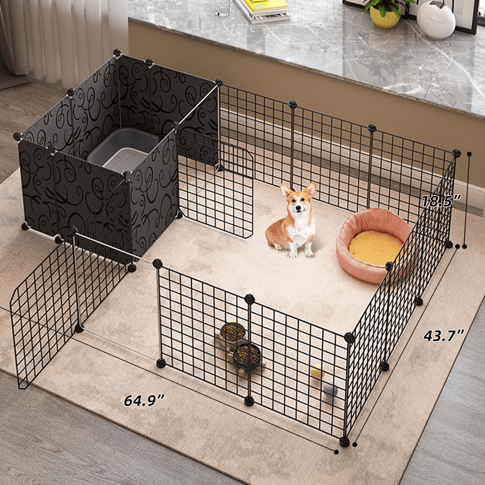 18 Panel Metal Pet Playpen with Door, Versatile Indoor Outdoor Exercise Pen for Puppies, Dogs, Kittens, Rabbits, Guinea Pigs & Small Animals