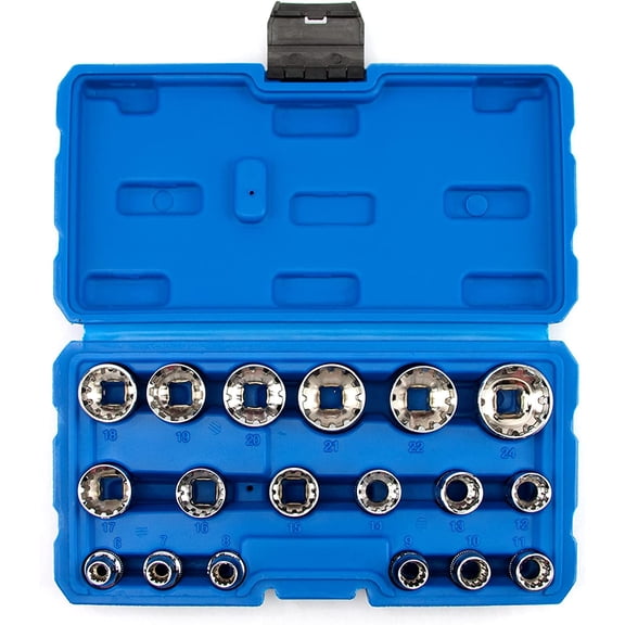18 Pc 3/8" Drive Universal Spline Socket Set Metric Socket Tool Set Socket Set Spline Tool