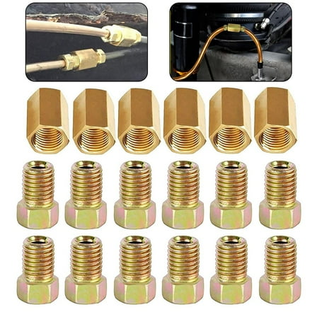 Mosiee 18 PC 3/8in 24 Brake Line Threads Fittings Assortment for 3/16in Brake Line Tube