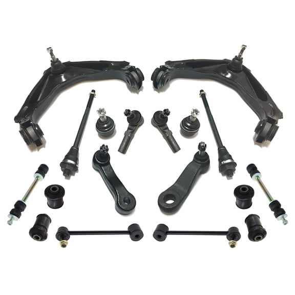 18 Pc Front & Rear Sway Bar Links, Lower Control Arm Bushings, Tie Rod Ends, Idler & Pitman Arm with 4 Groove Spline, Upper Control Arm + Lower Ball Joints