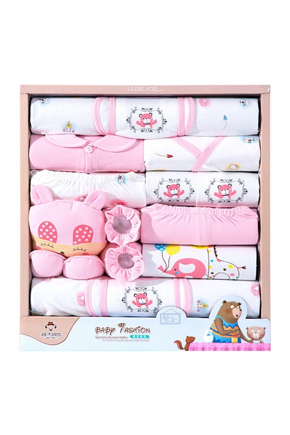 18 Pcs 0-6 Months Newborn Baby Boys Girls Outfit Essentials Layette Gift Set
