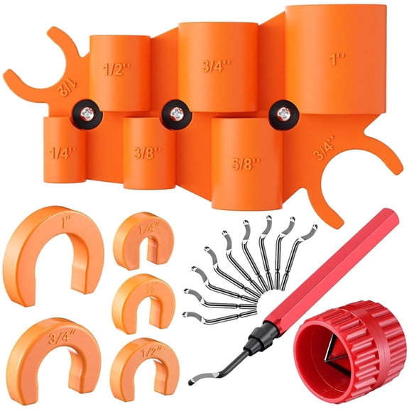 18 Pcs 1/4-1 Inch Plumbing Tools Kit Pipe Depth Gauge,Push Fit Disconnect Clip, Multi Purpose Tool Set for Copper, PVC