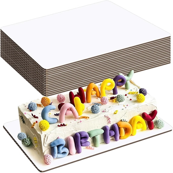 18 Pcs 13.75 x 9.75 Cake Board Rectangle, White Cake Boards Sturdy Cake Cardboard for Rectangle Cream Cake, Cupcakes, Pizza, Dessert, Wedding & Birthday Party