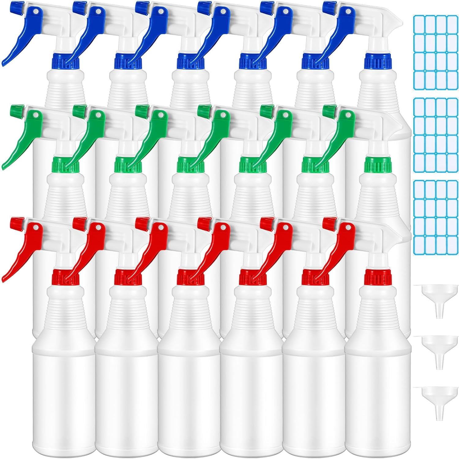 18 Pcs 16 Oz Plastic Spray Bottle Bulk Empty Refillable Spray Bottles ...