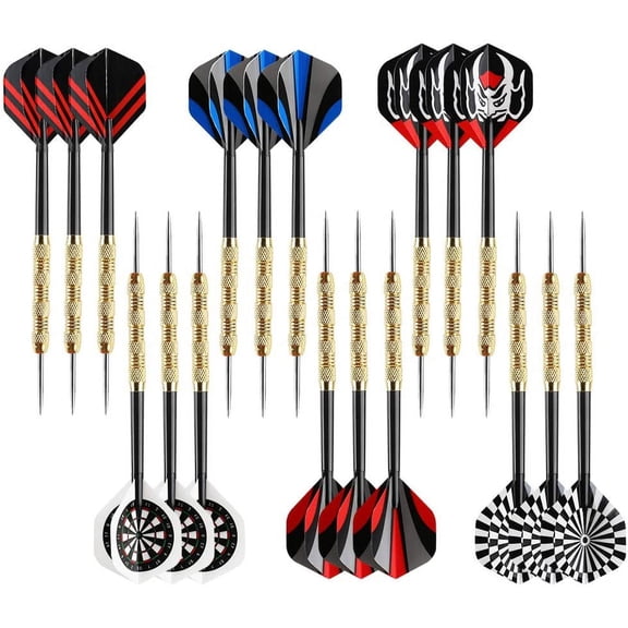 18 Pcs 18g Professional Metal Steel Tip Darts Set Dartboard Accessories