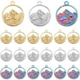 thumbnail image 1 of 18 Pcs 3 Colors Flat Round Mountain Charms Stainless Steel 3D Mountain Peak Pendants for Jewelry Making Hole: 1.8mm 1 Box, 1 of 7