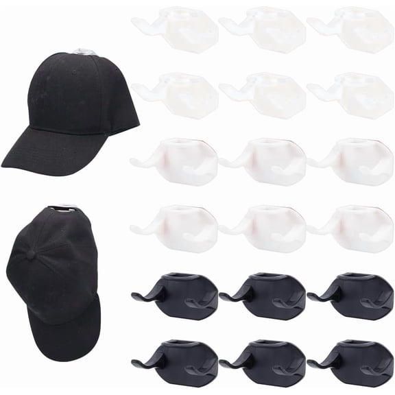 18 Pcs 3 Colors Hat Rack Plastic Adhesive Hat Hooks Minimalist Hat Display Strong Hold Hat Hangers for Baseball Caps Hat Holder Organizer DIY