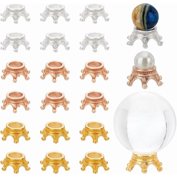 18 Pcs 3 Colors Mini Ball Stands Shaped Sphere Holder Globe Stone Holders for Natural Ball Collection and Home Decoration Colorful