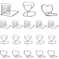 thumbnail image 1 of 18 Pcs 3 Styles Place Card Holders Wire Table Number Holder Mini Heart Square Photo Holder for Memo Note Name Sign Wedding Party Birthday Platinum, 1 of 6