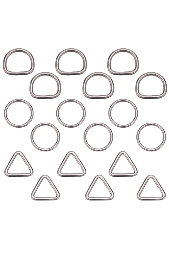 18 Pcs 3 Styles Stainless Steel Ring Buckles 1 Inch Solid Metal Linking Ring Buckles Metal Loops