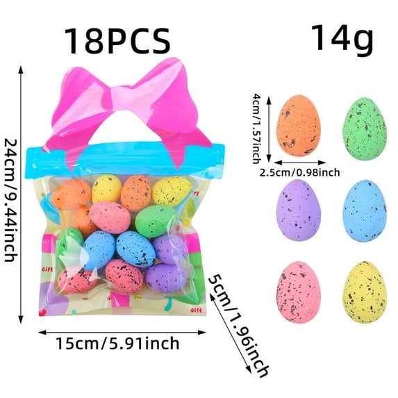 18 Pcs 8 Colors Mini Easter Foam Eggs Speckled Pastel Easter Eggs Small Decorative Artificial Easter Bird Eggs for Easter Basket Fillers Craft Projects Springtime Party Favors Table Setting