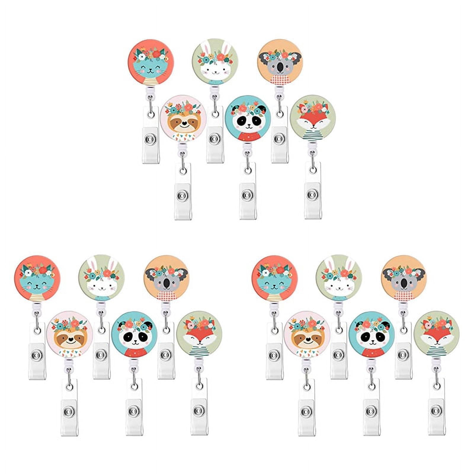 18 Pcs Animal Badge Reels Retractable Holder with Alligator Clip Nurse Cute for ID Card Holders