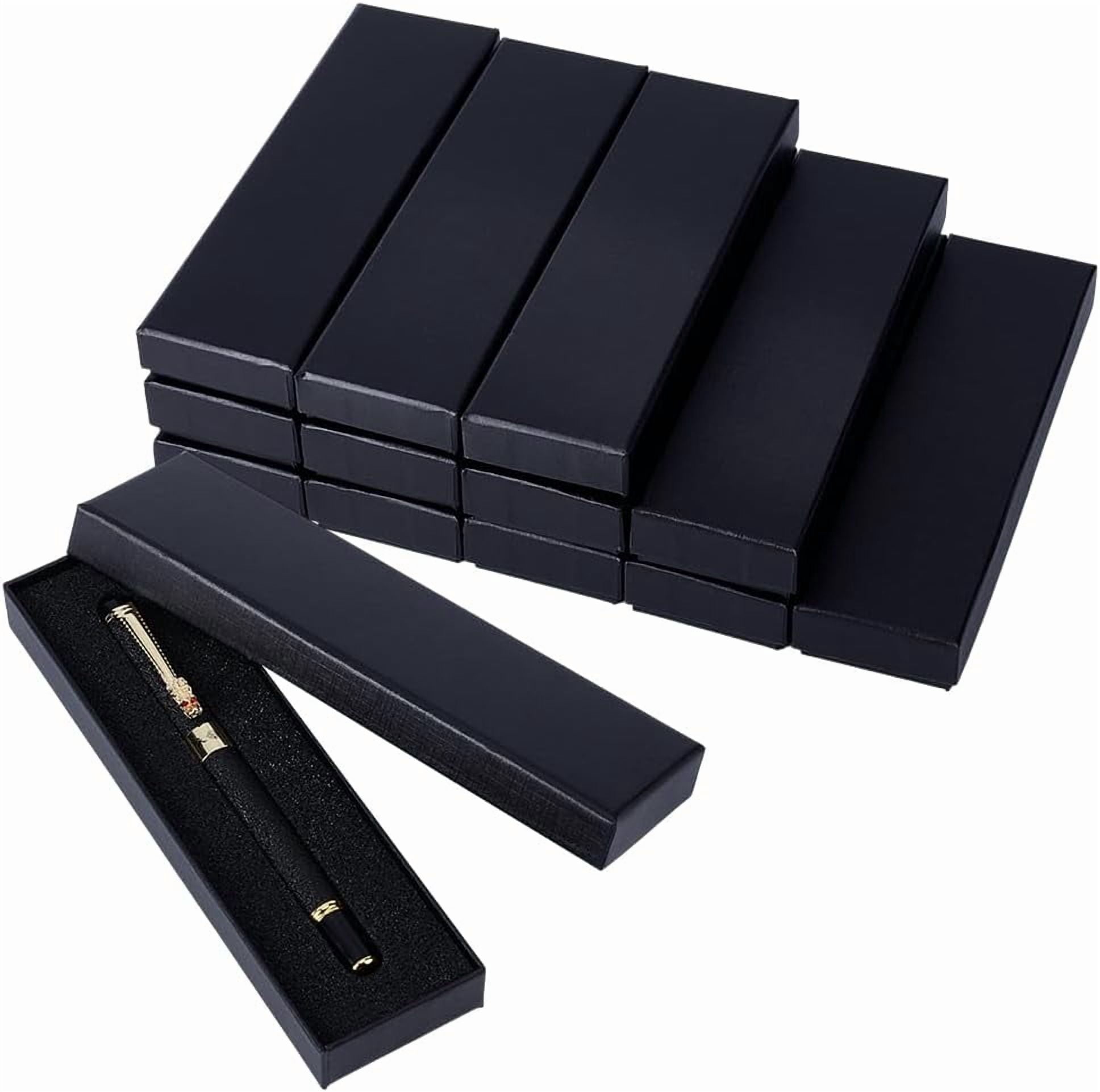18 Pcs Black Pen Gift Box with Sponge 6.9x2x0.85 Inch Empty Long Fountain Pen Box Cardboard Jewelry Packing Cases with Cushion for Office Supplies Business Gift Black 18pcs