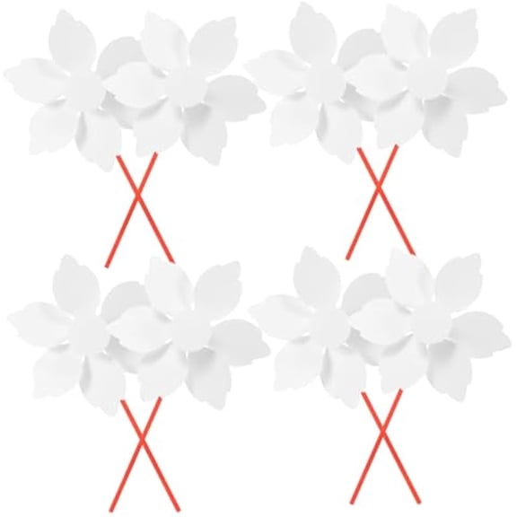 18 Pcs Blank DIY Leaf-Shaped Pinwheels for Painting, White Paper Craft Kit, Plastic Rods, Creative Hand-Painted Windmill Toy, Educational Activity, 8.65 x 13.36 in