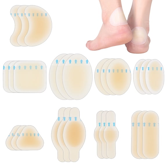 18 Pcs Blister Bandages for Feet 9 Styles Self Adhesive Invisible Heel Stickers Waterproof Heelpiece Adhesive Pads for ProtectingDIY