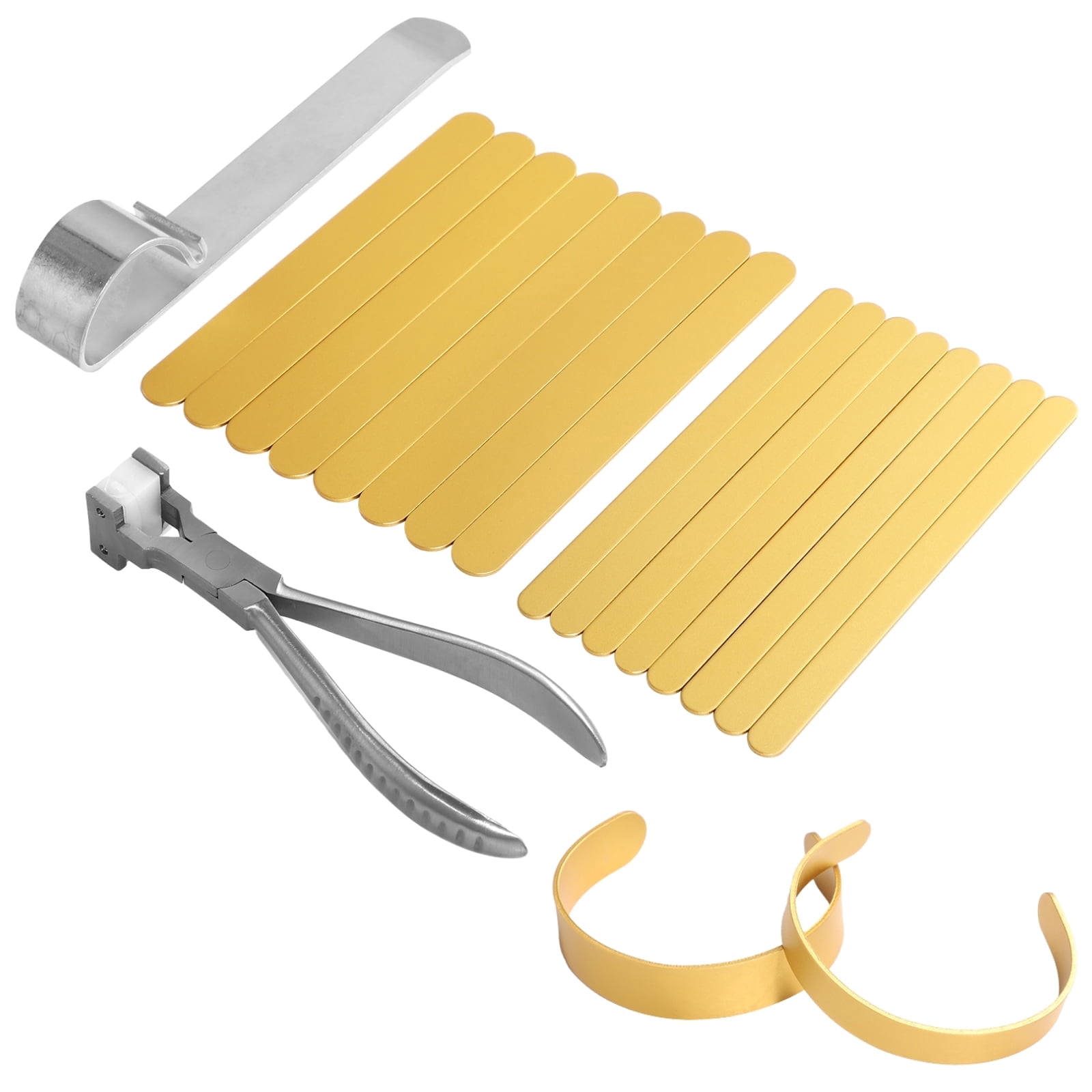 Metal Bracelet Making Kit, Bracelet Stamping Set, DIY Jewelry Crafting Supplies, Including 16 Aluminum Bracelet Blanks, Bending Tools and Pliers