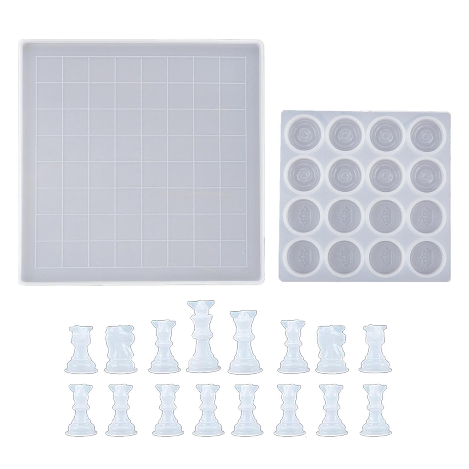 18 Pcs Chess Silicone Resin Mold Classic Checkers Board Crystal Epoxy Resin Kit