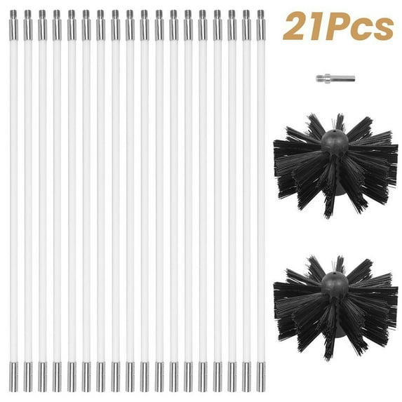 18 Pcs Chimney Chimney Sweep Rods Cleaning Gutter Cleaning Tools With Brush Heads