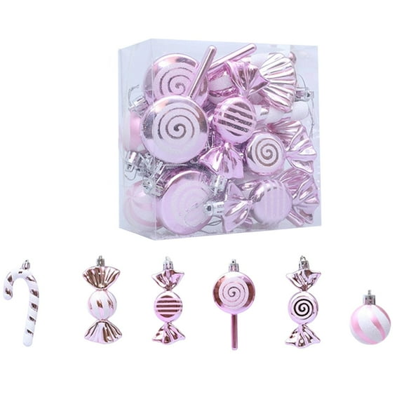 18 Pcs Christmas Candy Ornaments Set - Peppermint Candy Cane & Lollipop Hanging Decor with Rope for Xmas Tree Party Supplies