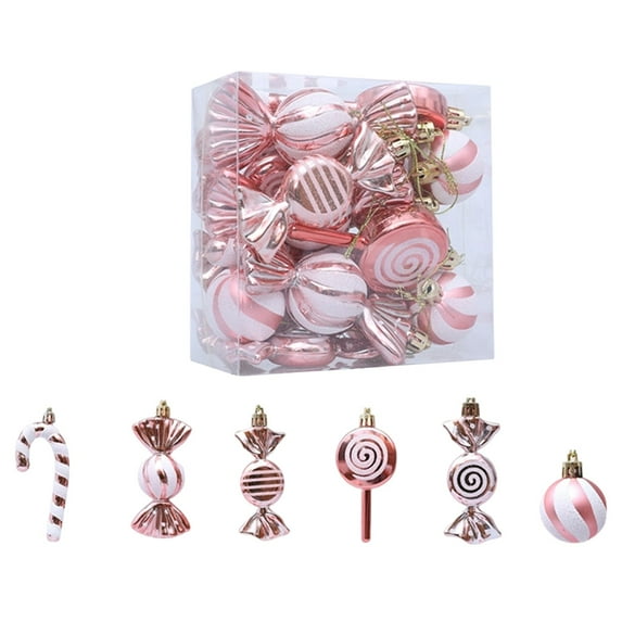 18 Pcs Christmas Tree Ornaments - Candy Lollipop Decorations for Xmas, New Year and Winter Home Decors, Hanging Christmas Decorations for Home Winter Decor(Rose Gold)