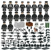 18 Pcs City Police Action Figures with Multiple Weapons, Swat Team Gear Ccessories Model Equipment Assembled Building Block Toys, Gifts for Boys