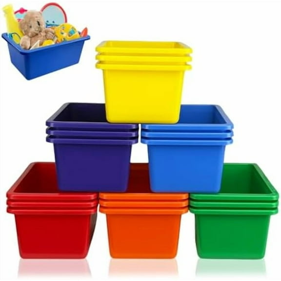 18 Pcs Classroom Storage Bins,Plastic Classroom Bins for Organization,Colorful Stackable Organization Bin,Bulk Classroom Book Bin for Classroom,Office,Home Storage