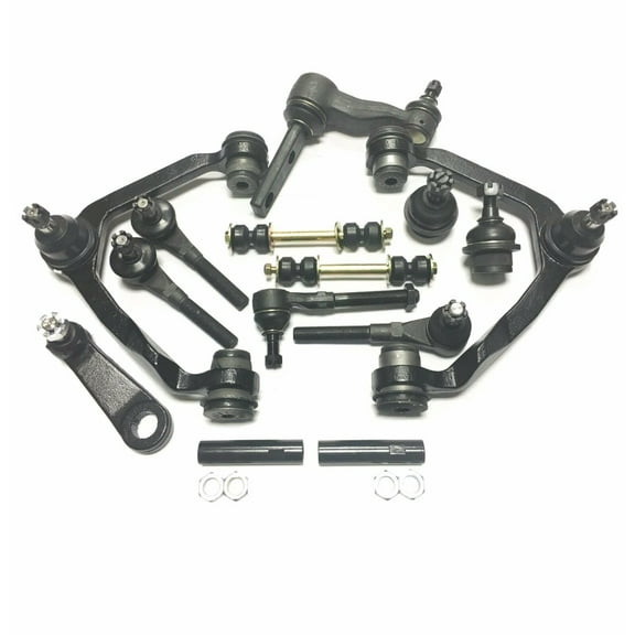 18 Pcs Complete Suspension Kit Control Arms, Lower Ball Joints Inner Outer Tie Rod Idler Pitman Arm Adjusting Sleeve Sway Bar / HEAVY DUTY
