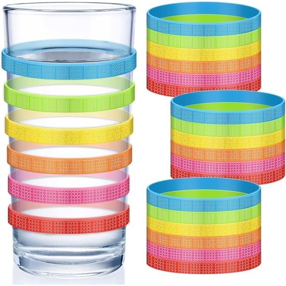 18 Pcs Drink Markers Bottle Strip Tag Marker Glass Identifiers for Drinks Reusable Water Bottle Tags Glass Cup Labels for Drinks Label Bands for Guest Wine Beer Cocktail Party