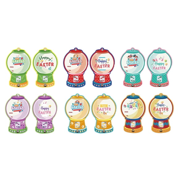 18 Pcs Easter Candy Cards Gift Set,Easter Bubble Gum Machine Shape Cards,Diy Easter Greeting Cards,Candy Dispenser Card,Easter Gifts Exchange for Party Favors,Easter Decor,(Yellow,4.33x6.18 in)
