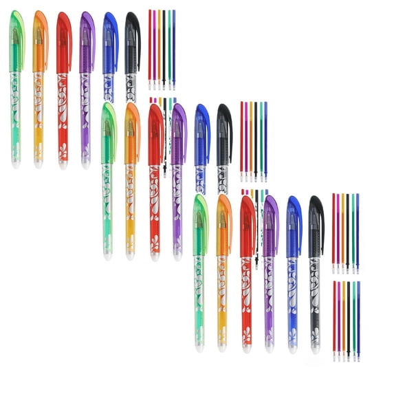 18 Pcs Erasable Colored Ink Pens Point with 12 Refills, Smooth Writing Quick Dry Pens Colored Erasable Pens for Diaries, Home Supplies, Sketching, Note Taking, Painting, 5.7", Multicolor