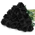 thumbnail image 1 of Scidweet 18 Pcs Fake Roses Artificial Flowers Decor, Silk Rose Plastics Flower Bouquet for Wedding Party Mother's Day Decorations, Black, 1 of 6