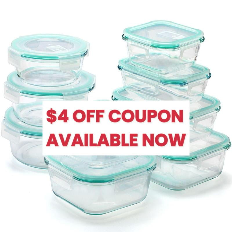 18 Pcs Glass Food Storage Containers Set with Lids, BPA-Free & Leak ...