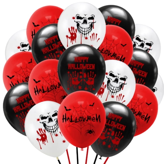 18 Pcs Halloween Balloons Scary Bloody Skull Cobweb Decorations for Tree Home Party Garden