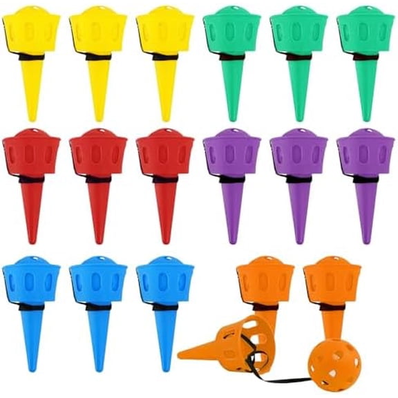 18 Pcs Hand Eye Coordination Ball Catching Cup, 6 Colors Classic Tetherball Catch Game Set for Yard Lawn Camping Beach Outdoor Sports Adults Party Games$$Sport & Recreation Other