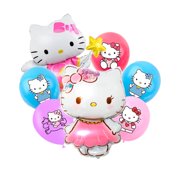 18 Pcs Hallo Ki-tty Balloon Decoration Set - Hallo Ki-tty Aluminum Film Balloons, Hallo Ki-tty Latex Balloons for Hallo Ki-tty Birthday Decorations,Hallo Ki-tty Themed Party Decorations