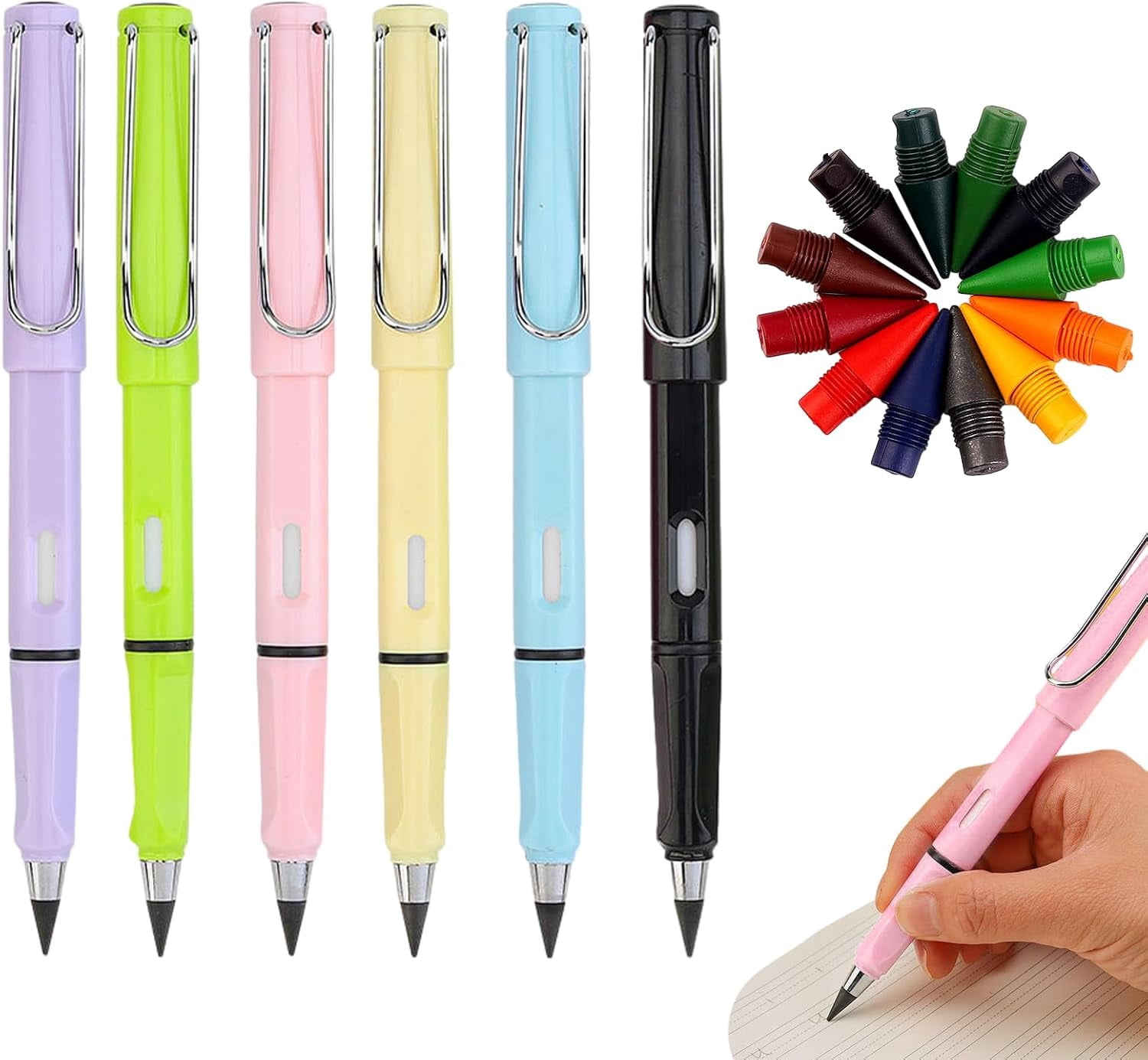 18 Pcs Infinity Pencil Set, Reusable Inkless Pencils with Replacement Nibs, Eternal Pencils, Everlasting Pencil for Student Adult Artist Erasable Unlimited Writing Drawing