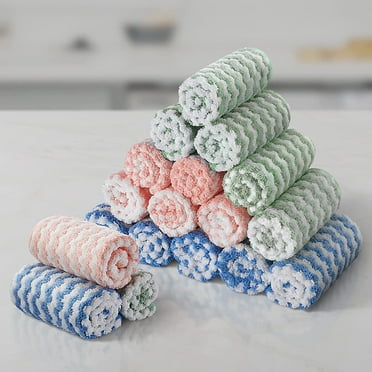 18 Pcs Microfiber Cleaning Cloths, 10 x 10 inch Wash Cloth, Three Colors