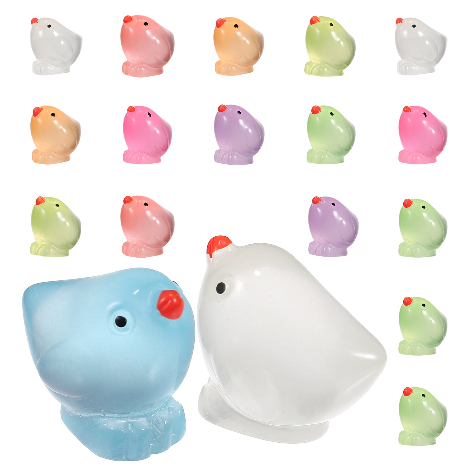 120 Pcs Glitter Mini Chicken Figurines - Glow In Dark Resin Hens For Dollhouse Decor