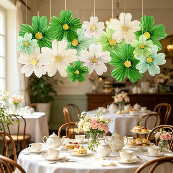 18 Pcs Paper Flower Fan Decorations, Springtime Party Decor, Layered Paper Fans, Reusable Hanging Classroom Decorations, Birthday Wedding Event Backdrop Multicolor