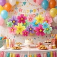thumbnail image 1 of 18 Pcs Paper Flower Fan Decorations, Springtime Party Decor, Layered Paper Fans, Reusable Hanging Classroom Decorations, Birthday Wedding Event Backdrop Multicolor, 1 of 6