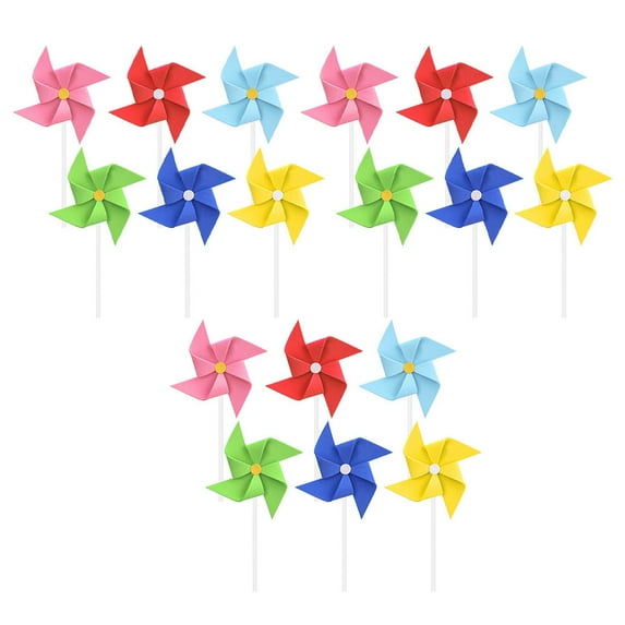18Pcs Windmill Shaped Cake Toppers Creative Birthday Party Cake Insert Cards Mixed Style