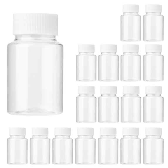 18 Pcs Plastic Empty Pill Bottle, 80ml Clear Medicine Prescription Container with Caps for Liquid Solid Powder Vitamin