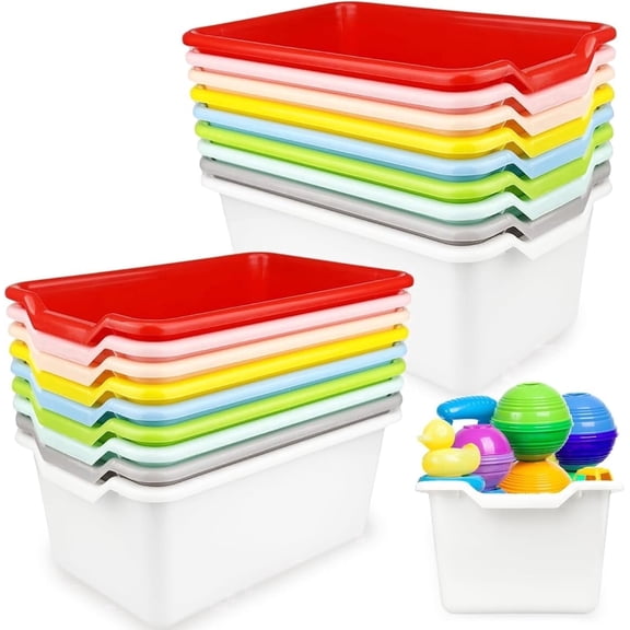 Willorana 18 Pack Small Plastic Cubby Storage Bins, Multi-Purpose Organizer Containers for Classroom Home Office, Store Toys & Books