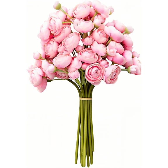 18 Pcs Ranunculus Artificial Flowers, Faux Silk Flowers for DIY Bouquets Faux Wedding Filler Home Centerpieces Bridal & Party Arrangements,Christmas Decorations (Rose Red)