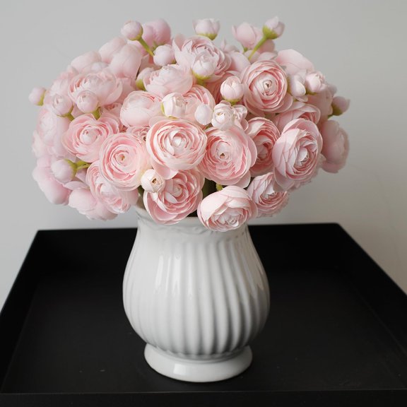18 Pcs Ranunculus Artificial Flowers Peach Faux Ranunculus Flowers Mini Real Touch Pink Ranunculus Flowers for Wedding DIY Bouquets Home Decor Arrangements